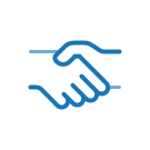 Hand shaking icon.