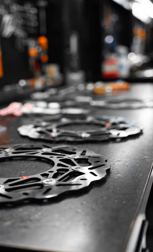Brake discs on a table