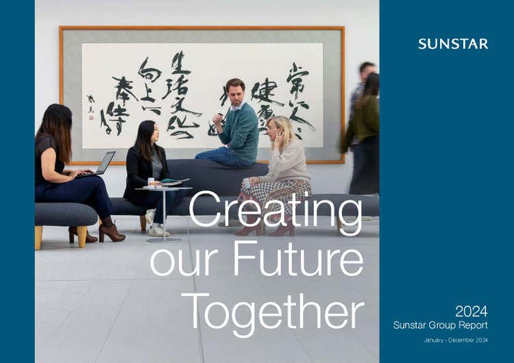 Sunstar Group 2024 Annual Report cover with employees collaborating in a modern office space.
